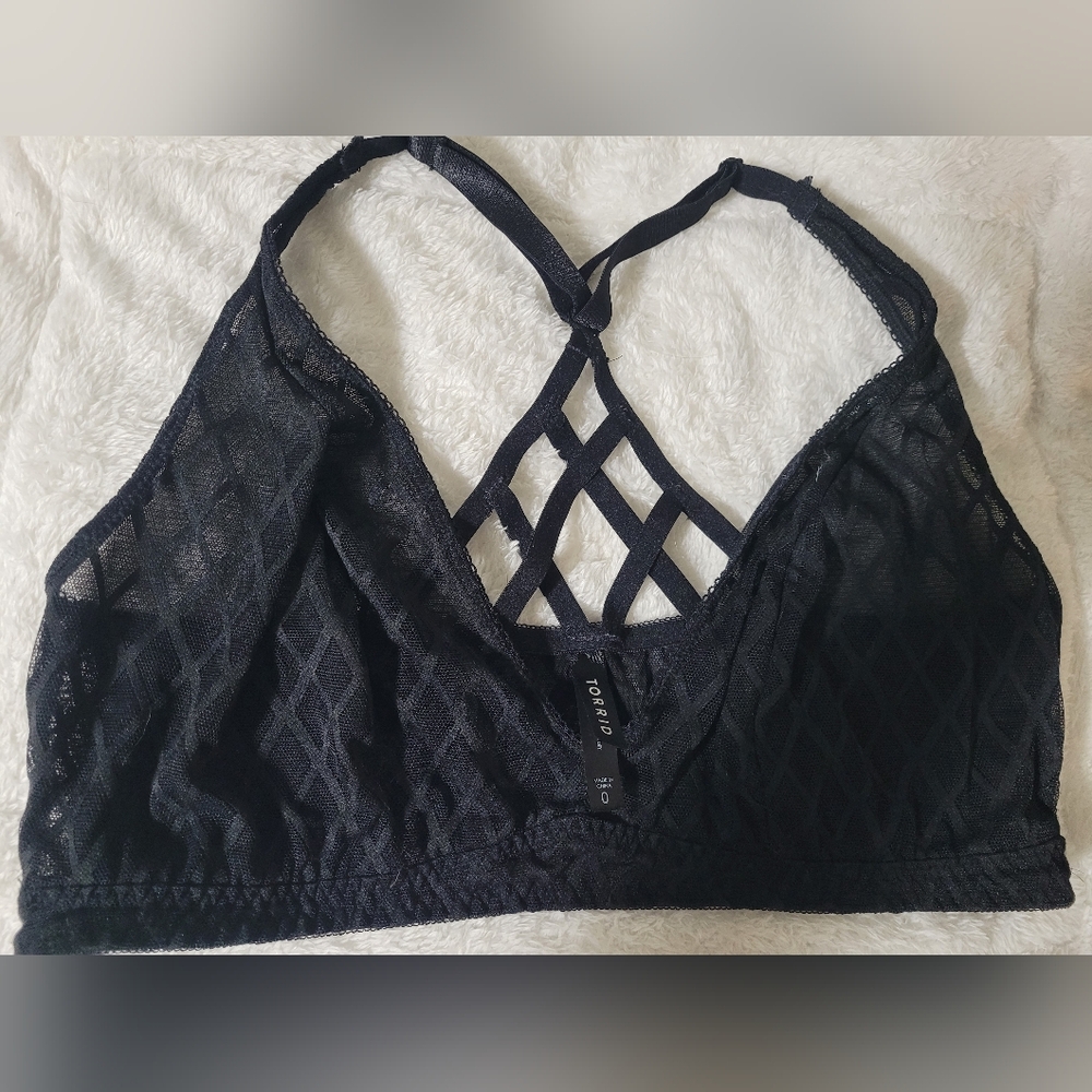 Torrid Black Lattice Mesh Bralette